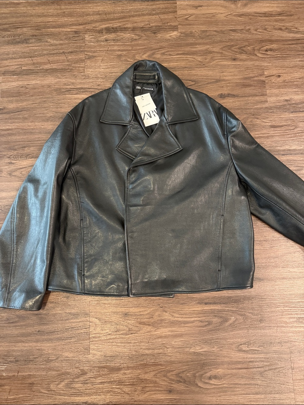 Zara Black 100% Leather Jacket